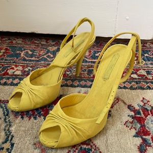 Silk Ralph Lauren Collection heels fabric painted